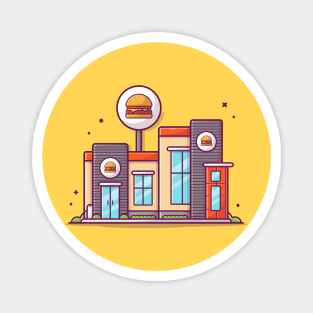 Modern Burger Shop Cartoon Magnet